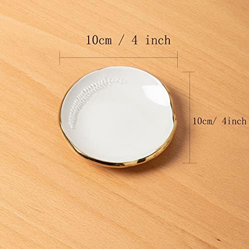 Ceramic Leaf Jewelry Dish Tray Ring Holder, White - Image 3