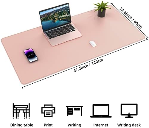 AFIING Cork Desk Mat 47" x 23.6", Dual-Sided Natural Cork & PU Leather Desk Pad, Non-Slip Waterproof Large Mouse Pad for Office, Home & Gaming (Pink) - Image 2