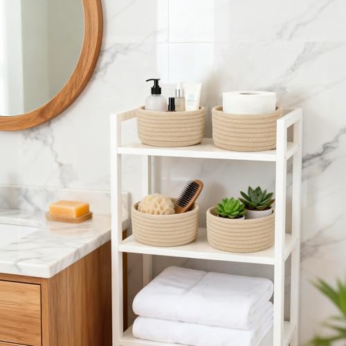Dahey Set of 4 Mini Woven Baskets, Small Gift Baskets for Organizing, Beige - Image 3