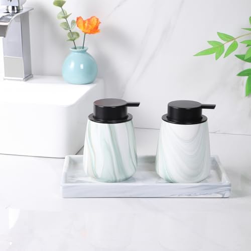 Bathroom Vanity Tray - 11'' Ceramic Rough-Textured Rectangle Countertop Tray, Heavy-Duty Organizer Plate for Perfume, Jewelry, Candles, Soap Dispenser, Kitchen Decorative Trays, Marble White - Image 3