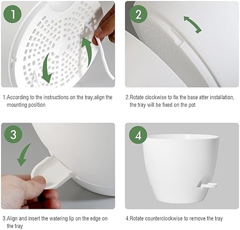 UOUZ 12inch 2Pack Large Self Watering Planters, Plastic Plant Pots with 60oZ Removable Deep Reservoir and Multi Mesh Drainage Holes for Indoor Outdoor Garden Plants and Flowers, White - Image 4