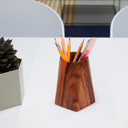Acacia Wooden Pen Pencil Holder for Desk, Multi-purpose Pencil Cup for Office/School/Home, Pen Organizer Desk Accessories, Also Suitable for Makeup Brush Holder - Image 5