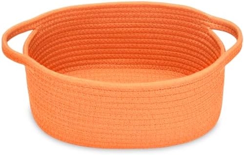 ABenkle Small Basket with Handles, Boho Decorative Rope Woven Dog Cat Toy Storage Bin Shelf Storage Organizer, Easter Christmas Gift Basket, 12"x8"x5" by ABenkle