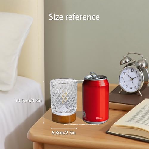 Battery Operated Night Light with Timer, Aesthetic Cordless Battery Powered Decorative Glass Lamp,Small Cozy Nightlight for Dorm,Mini Lamps for Nightstand,Bathroom,Bedroom,Children's Room,Warm - Image 2