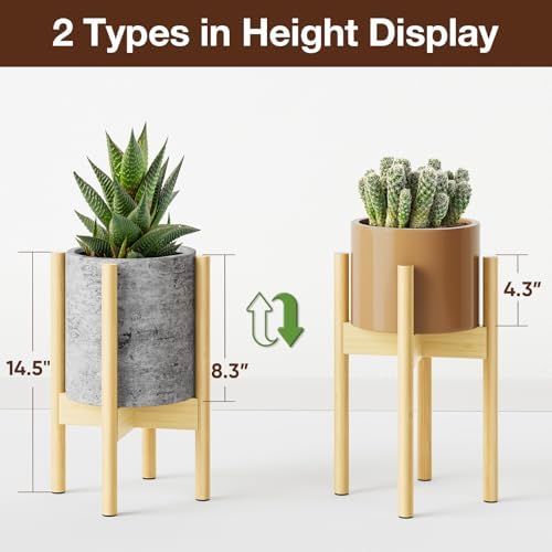 MUDEELA Plant Stand for Indoor, Bamboo Material, Natural, 14.5 Inch Tall - Image 5