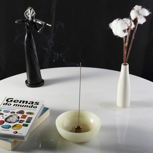 Koville Turkish Natural Marble Incense Holder, 5inch Incense Holders for Sticks, Sturdy Incense Burner Ideal for Meditation and Relaxing, Easy to Clean(Green Onyx) - Image 6