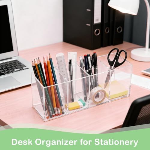 elysolpluv Clear Acrylic 4-Compartment Organizer Box, Small (7.9" × 2.7" × 3.5") – Handcrafted, Eco-Friendly, Minimal Packaging Compact Storage Organizer - Image 4