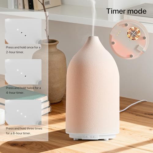 Aroma Diffuser,500ML Ceramic Ultrasonic with 7-Color LED Light，Essential Oil Diffuser for Home ，Quiet Cool Mist Diffuser for Bedroom, Office - Image 4