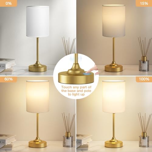 Fenmzee Gold Bedside Lamp for Bedroom - 3-Way Dimmable Touch Table Lamp - Image 2