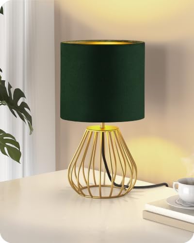 Green and Gold Table Lamp,12.6" Small Bedside Lamp with Bulb - Image 6