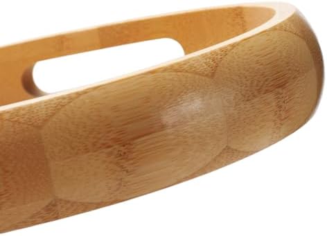 11.8" Round Bamboo Tray with Handles, Wood Serving Tray, Decorative Tray - Image 4