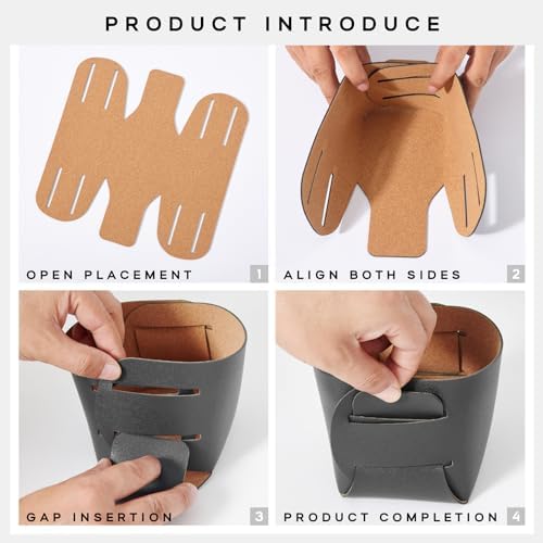 HOMIEAZICOZI 2-Pack Cork Leather Desk Accessories Storage - Pencil Pen Holder - Makeup Brush Holder Organizer - Stylish Addition to Home Decor (Black) - Image 6