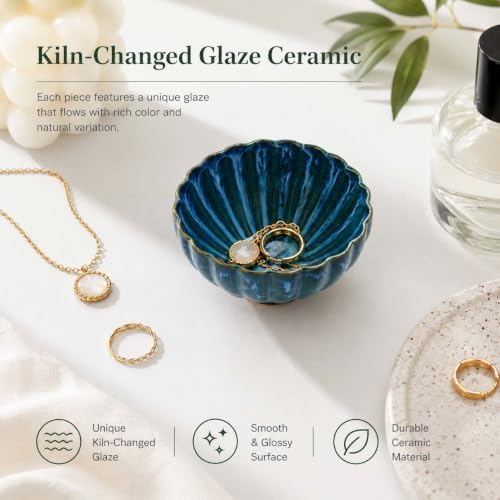 Glazed Ceramic Jewelry Dish Tray,Small Ring Holder Dish Jewelry Tray - Image 2