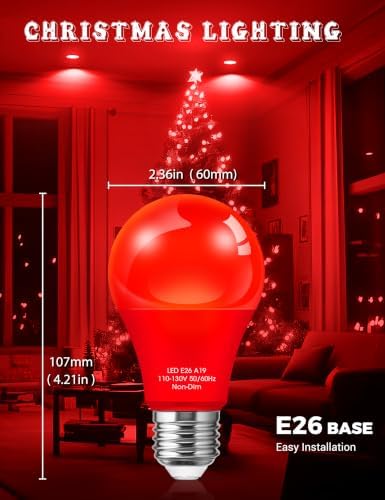 JandCase Christmas Red LED Light Bulb Outdoor Decor [4 Pack]Christmas Light - Image 3