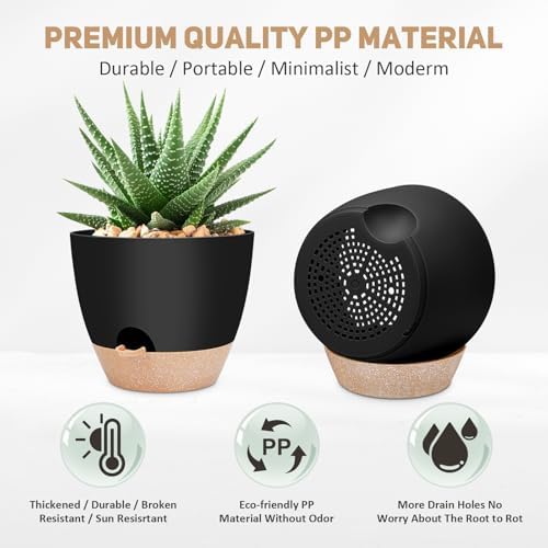 YNNICO 12 inch Large Self Watering Plant Pots for Indoor Outdoor Plants - Image 3