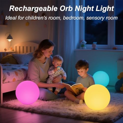 Glowing LED Ball Light, 12-inch RGB Color Changing Globe Orb Night Lamp - Image 4