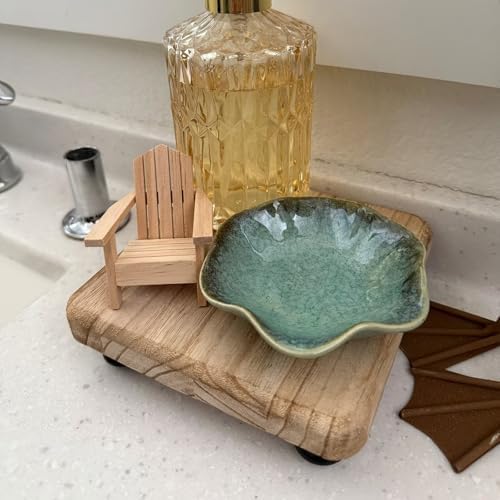 2Pcs Ceramic Jewelry Dish - Lotus Leaf Shape, for Ring Holder Necklace Small Key, Suitable for Mother Friend Sister, Gifts for Women, Cute Plate Trinket Tray, Home Decor (Crystal Green & Green) - Image 2