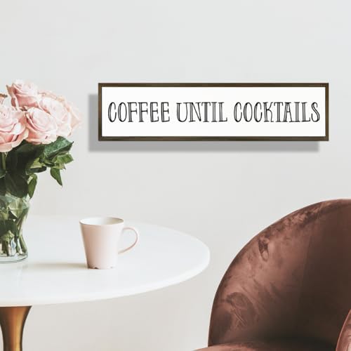 Coffees Wood Sign, Coffees Wood Decoration, Farmhouse Home Kitchen Decor, Rustic Coffee Bar Decors, Wall Decor Art, Coffee Until Cocktails Sign, 17.8x4x1.2 inches - Image 6