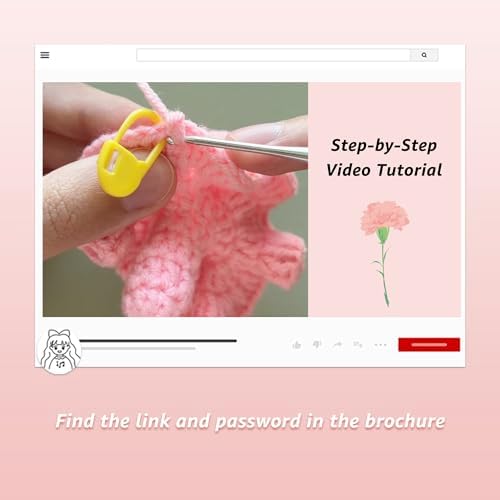 Lily's Lyric Flower Crochet Kit | Carnation & Ash Leaf | Step-by-Step Video Tutorial for Adults Teenagers | Craft Gift Idea DIY Home Decoration - Image 6