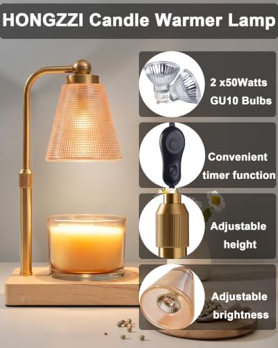 Candle Warmer Lamp with Timer, Dimmable, Adjustable Height, Square - Image 2