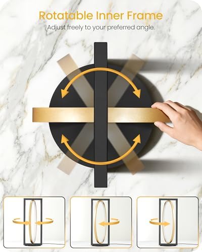 Modern LED Table Lamp, Dimmable Minimalist Bedside Lamp, 3 Color Temperatures, Angle Adjustable, Cute Desk Lamp, Nightstand Lamp for Living Room, Bedroom, Office, Black and Gold D62TL05 - Image 2