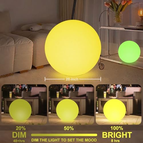 Large Outdoor LED Globe Orb Light, 20-in LED Glowing Orb Ball Night Light - Image 6