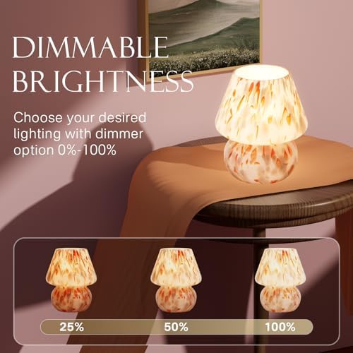 Dawnwake Mushroom Lamp Small Lamp Table Lamp for Bedroom, Desk Bedside Lamps for Living Room,Mushroom Decor Cute Mini Modern Mid Century Lamps for Night Stands,Aesthetic Home Deco (Flame Amber) - Image 3