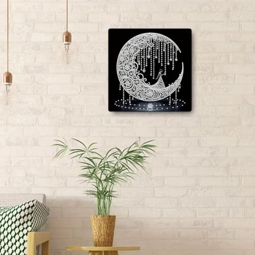 SHICERNHJ Moon Diamond Art Kits for Adults,Special Shape Diamond Painting Kits Beginners,DIY 5D Crystal Rhinestones Craft Art for Home Wall Decor 12 X 12 Inch - Image 4