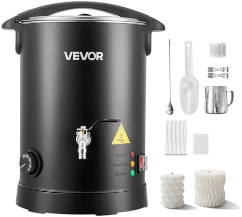 VEVOR 16Lbs Wax Melter for Candle Making, Fast and Even Heating, with Easy Pour Spout and Temperature Control, Hourglass Base for Non-Stick Smooth Flow, Wax Melting Pot for Making Candles Soaps by VEVOR