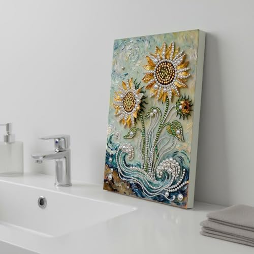 DIY Pearl Painting with Frame, Creative Design, Handmade Stress-Relieving Home Wall Decoration, Includes Frame and Tools-Sunflower - Image 4