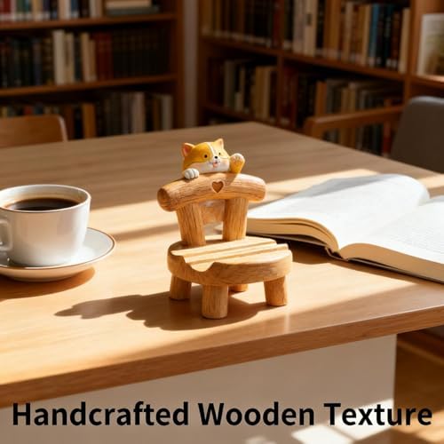 1PCS Cute Dog Wooden Phone Stand – Mini Desktop Holder for All Smartphones, Adorable Home Office Desk Decor Accessory - Image 4