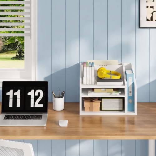 CHOEZON Wooden Desk Organizer, File Organizer with Adjustable Partitions - Image 3