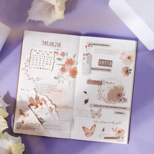 40 Sheets Sticker Book for Adults Journaling, Washi and PET Materials, Ephemera Aesthetic Stickers for Junk Journals, Bujo, Planners (Autumn & Winter) - Image 4