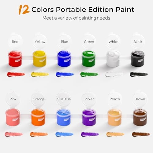 Nicpro 20 Pack Mini Acrylic Paint Set,12 Colors Acrylic Paints Strips - Image 4