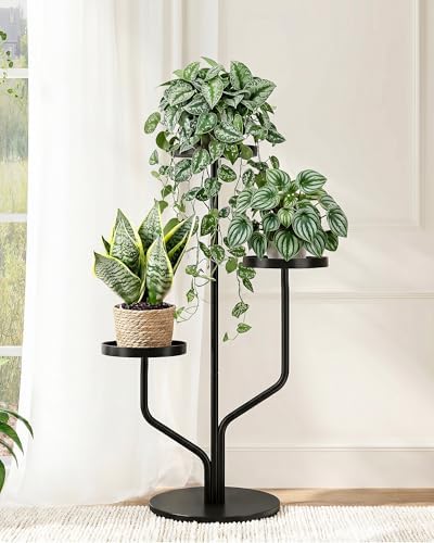 Bamworld 3 Tier Plant Stand Indoor Outdoor Metal Plant Shelf for Multiple Plants Pots Black by Bamworld