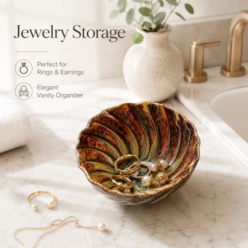 Brown Reactive Glaze Ceramic Jewelry Dish Tray,Ring Holder Dish Tray - Image 5