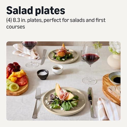 Amazon Basics Glazed Stoneware Salad Plates, Ceramic 4-Piece Set, Microwave, Dishwasher and Freezer-Safe, Stain-Resistant, 8.3 in., Ivory - Image 2
