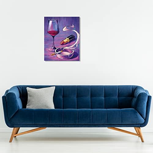 Canvas Painting Kit Paint and Sip Kit for Adults Pre Drawn Canvas for Painting DIY Paint Kit for Party Favor Wine Glass, Lipstic Painting Artwork（8x10） - Image 5