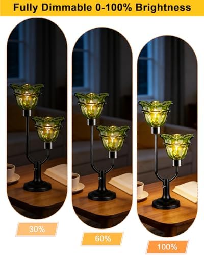Lightdot Mid Century Modern Flower Green Table Lamp for Bedroom Dimmable - Image 3