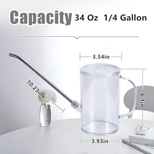 Plastic Watering Can - Small with Long Spout - 1/4 Gallon - 32 Oz - White - Image 2