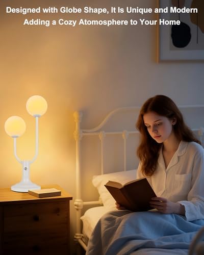 Lightdot Globe Table Lamp Mid Century Modern White Small Desk Lamp - Image 4