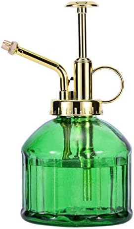 Glass Plant Mister - 6.5" Green Glass Water Spray Bottle with Gold Top Pump, Small Plant Sprayer for Indoor/Outdoor House Plants by Aebor