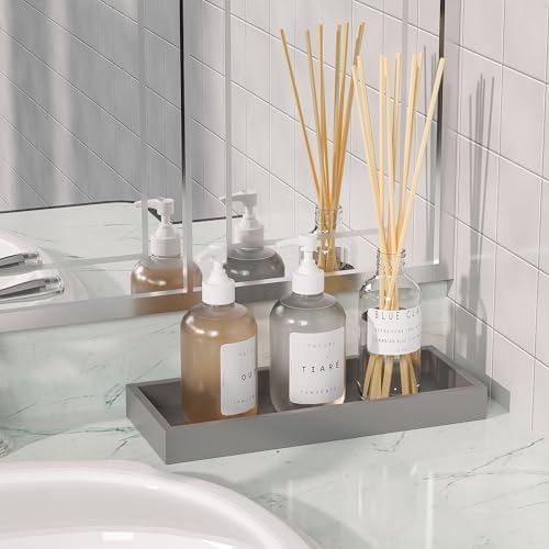 ZHWS Bathroom Vanity Tray for Toilet Tank, Perfume, Jewelry, Candle, Makeup, Decorative Tray, Kitchen Tray Counter Organizer for Soap Dispenser, Coffee Table Silver 11.3”L x 4.4”W x 1.14”H - Image 3