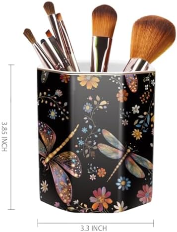 Pen Holder, Pencil Cup for Desk, Cute Desk Organizer, Durable Ceramic Decorative Makeup Brush Desktop Accessories, Stylish Stationery for Office, Home, Cute Dragonfly Pattern - Image 2