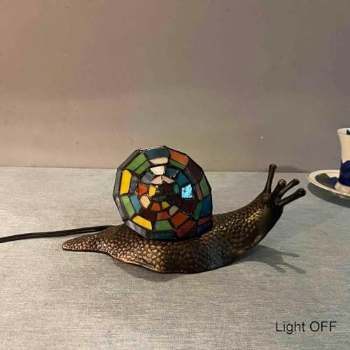 Bieye L13003 Multicolor Land Snail Tiffany Style Stained Glass Accent Lamp - Image 6