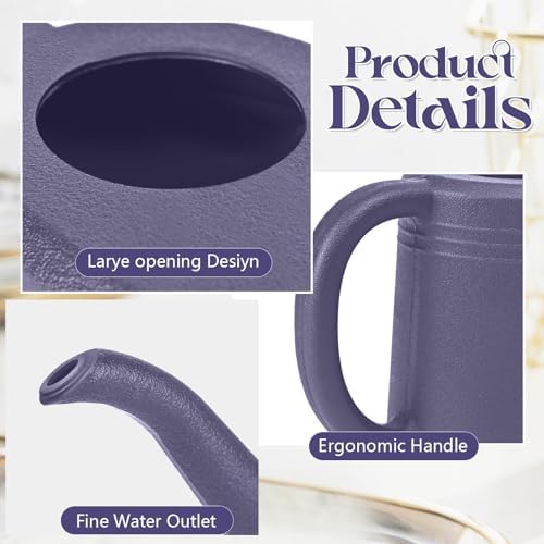 Grip Watering Can for Garden Indoor Plants Outdoor Plant House Flower - 1/4 Gallon - Purple - Image 3