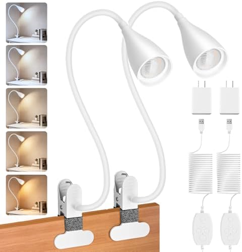 2 PCS Reading Light for Book in Bed,Clip on Light Reading Lamp with Adapter by Uchoiceme