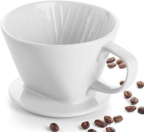 DOWAN Pour Over Coffee Maker, Non-Electric Pour Over Coffee Dripper, Manual Brew Maker, Single Cups Porcelain Slow Brewing Accessories for Gifts,White by DOWAN