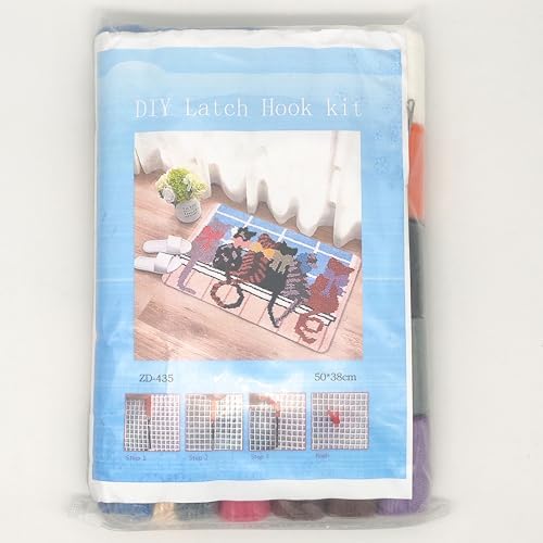 Howie's Latch Hook Kits for Adults, DIYCats-Window Latch Hook Kit Rug Crochet Yarn, Color Preprinted Pattern Embroidery Decoration(Cats-Window, 19.69 x 14.96 inch) - Image 6