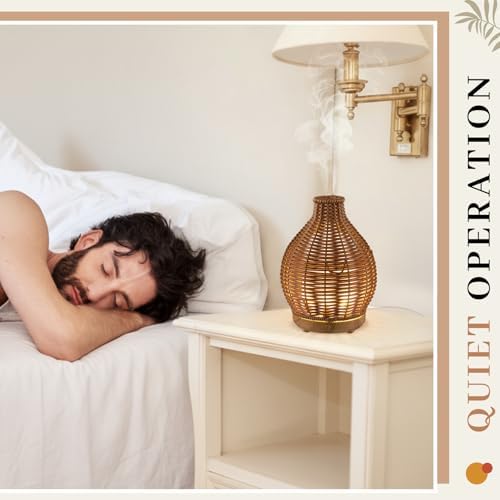 Copkim Essential Oil Diffuser Rattan Woven Boho Aroma Humidifier 80 ml - Image 5